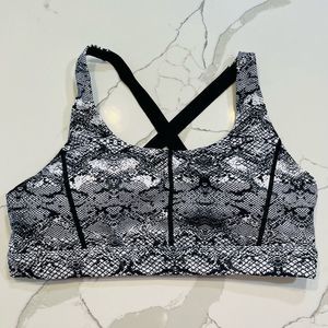Zyia Active Sports Bra Black White Snake XL athletic top